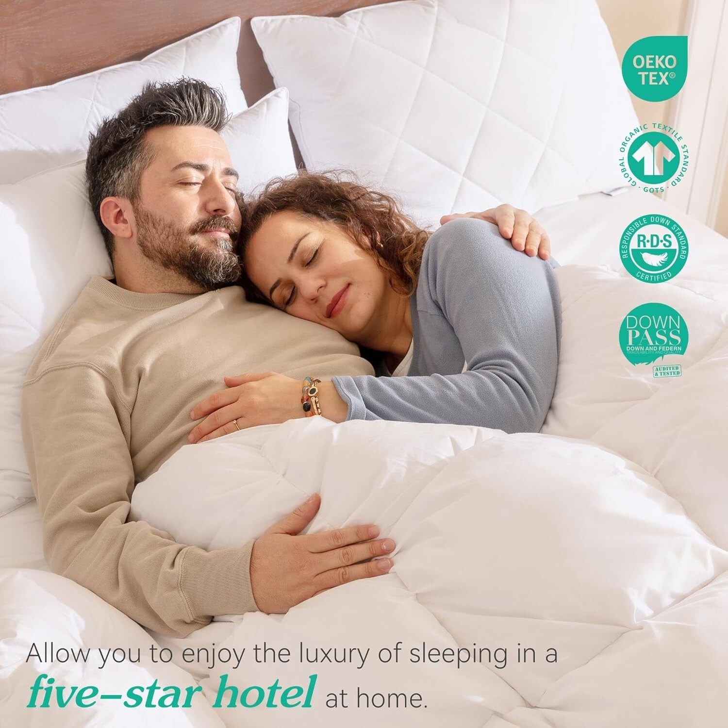 Breathable and Soft Queen Bed Pillows - 60% Goose Feather Fill, Medium Support