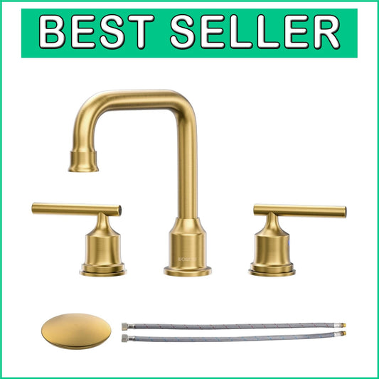 Elegant Brushed Gold Basin Faucet with 2 Handles - Modern 360° Swivel Design