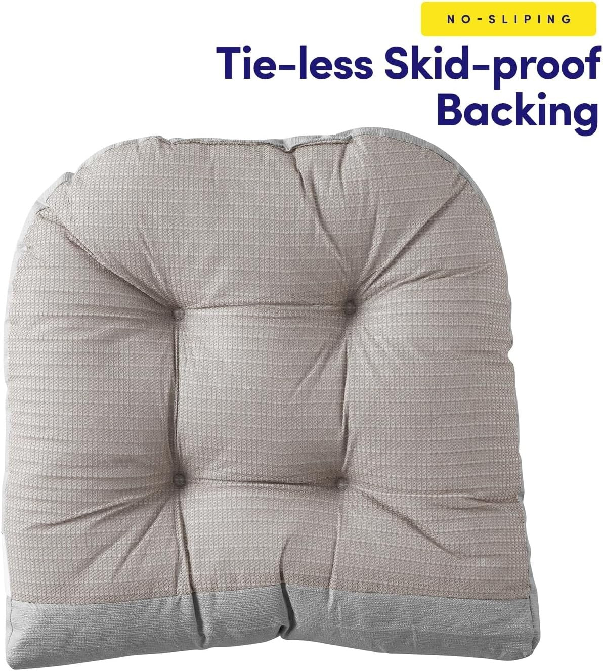 Tufted Plush Non-Slip Chair Pads Set - Machine Washable, 2-Piece Elegant Silver