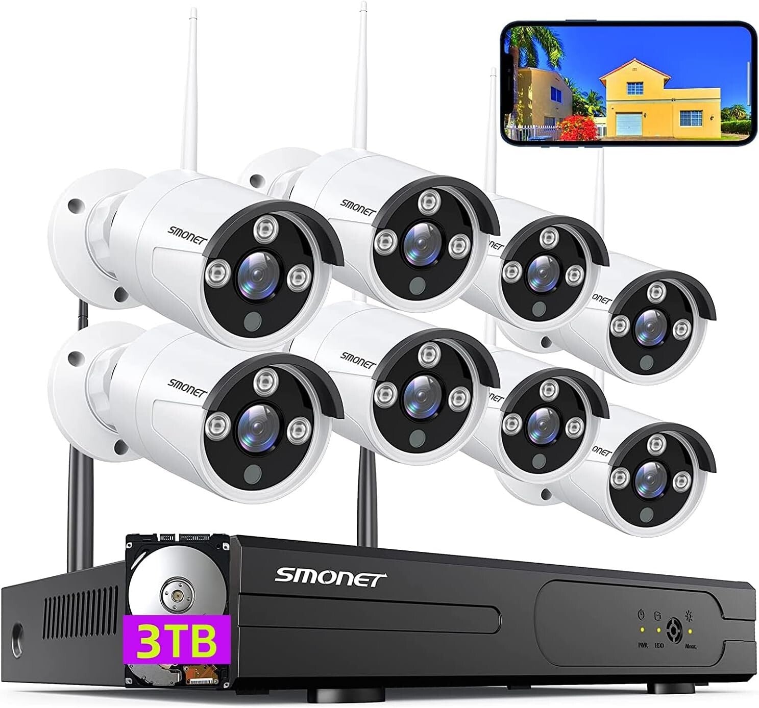 1080P Wireless Home Security Cameras - 8 Channel, Night Vision, Plug & Play
