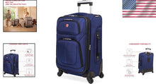 Load image into Gallery viewer, Blue 21-Inch Expandable Carry-On Luggage with Multi-Directional Spinner Wheels