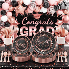 Load image into Gallery viewer, Complete 2025 Graduation Party Supplies for 25 Guests: Stylish &amp; Disposable