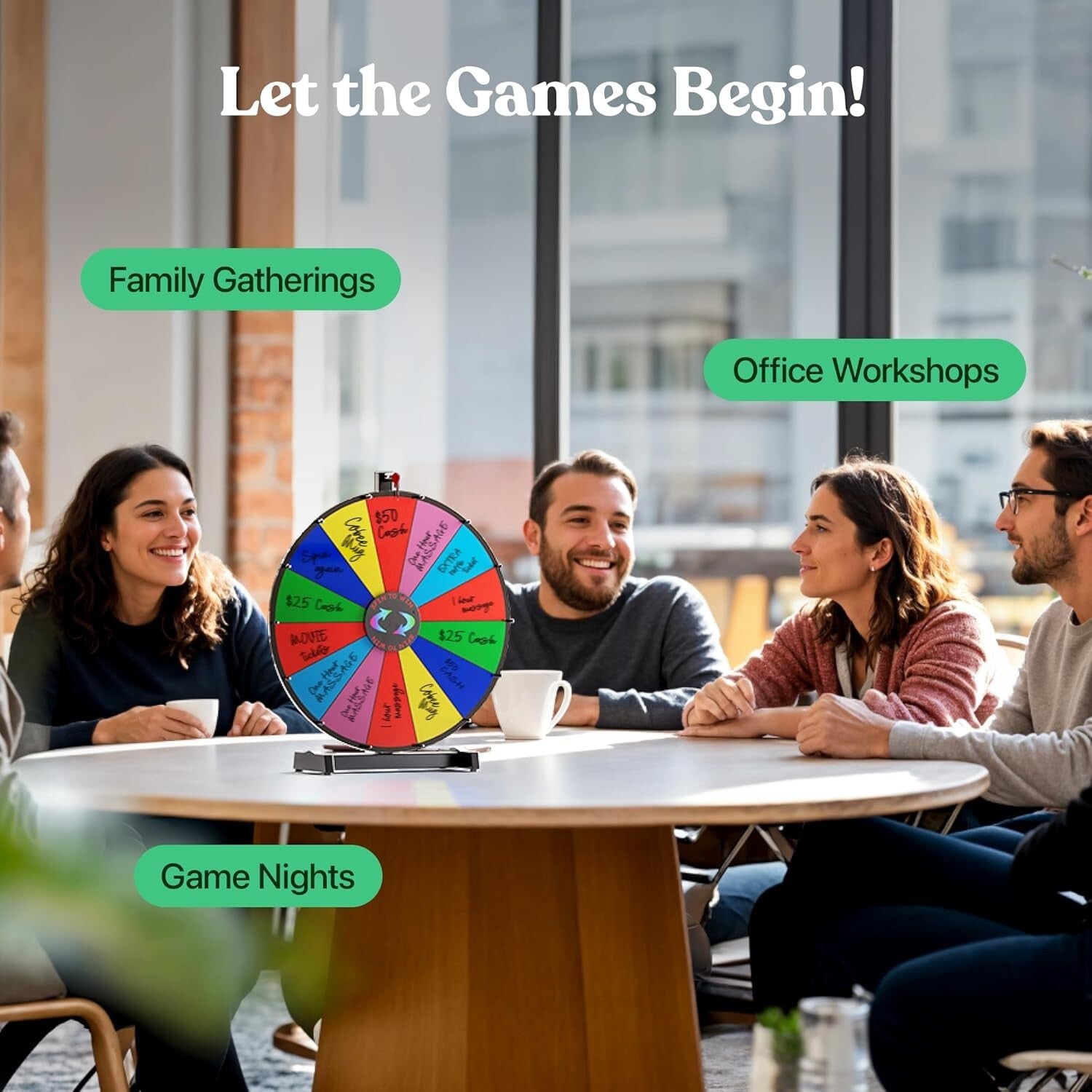 Durable 14-Slot Prize Wheel with Smooth Spin - Ideal for Carnivals & Trade Shows