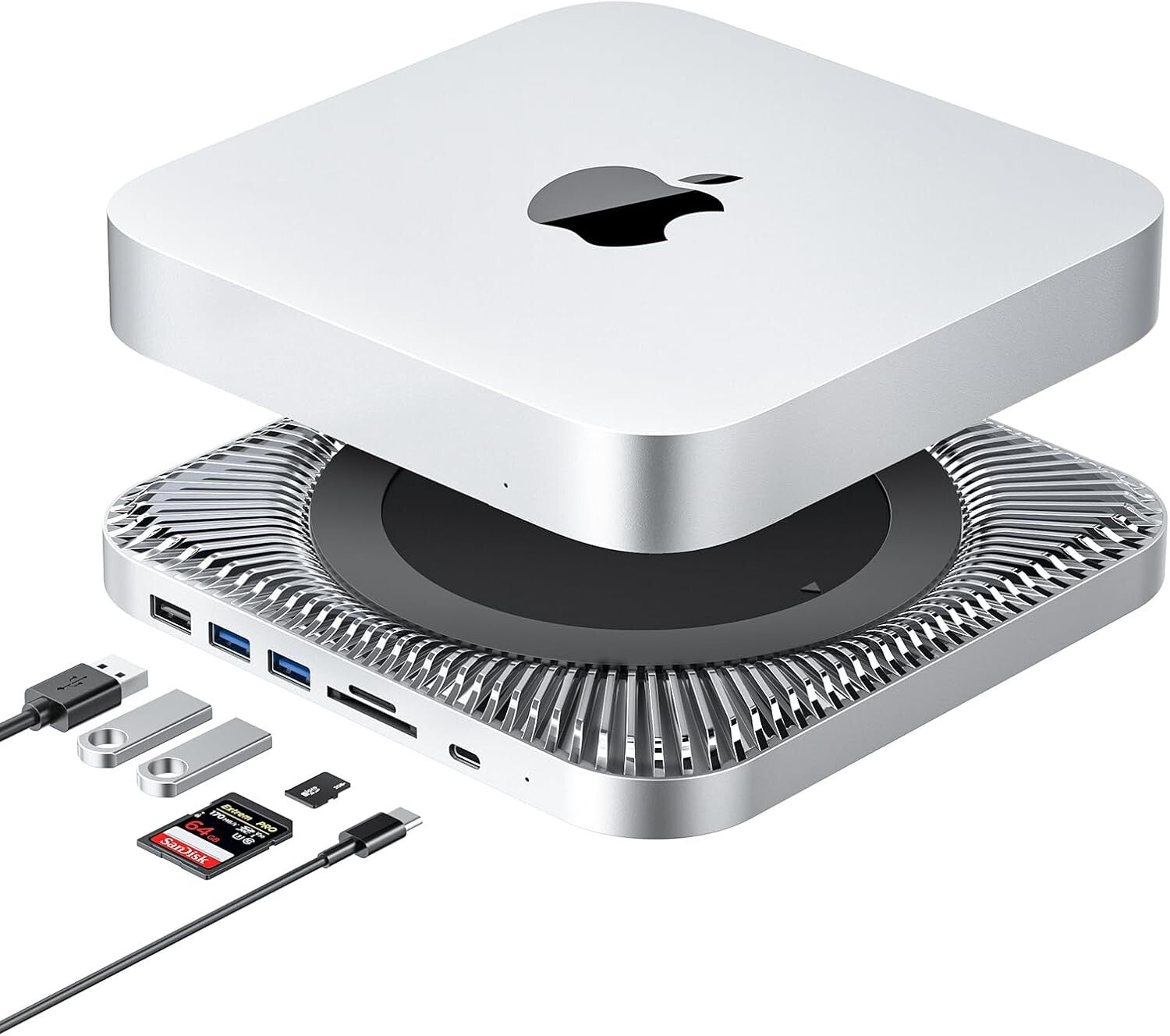 Mac Mini Hub with SSD Enclosure - Expand Storage with 7 Ports & Heat Dissipation