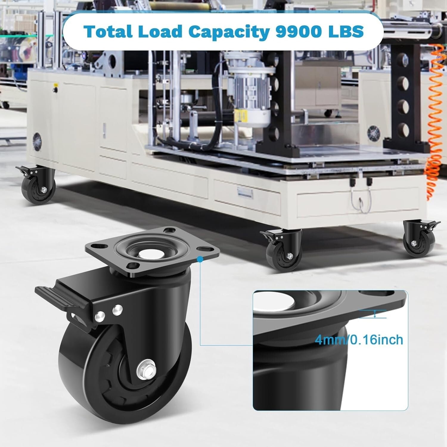 Premium 5-Inch Heavy Duty Casters with Lock - Ideal for Equipment & Machinery