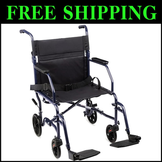 Folding Lightweight Wheelchair with Adjustable Footrests for Easy Travel