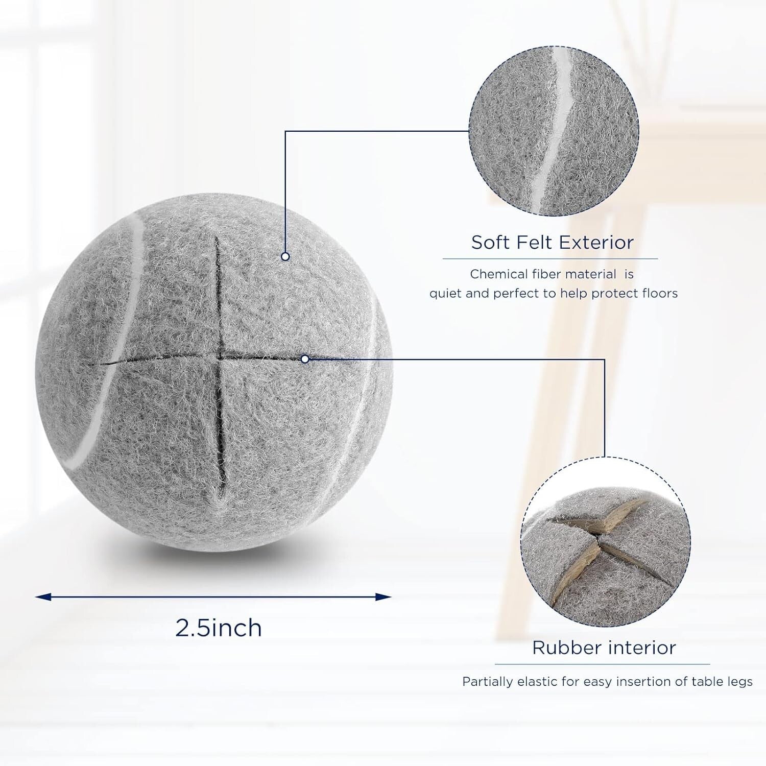 Durable Rubber Tennis Ball Foot Covers – 40 Pack for Stylish Home Protection