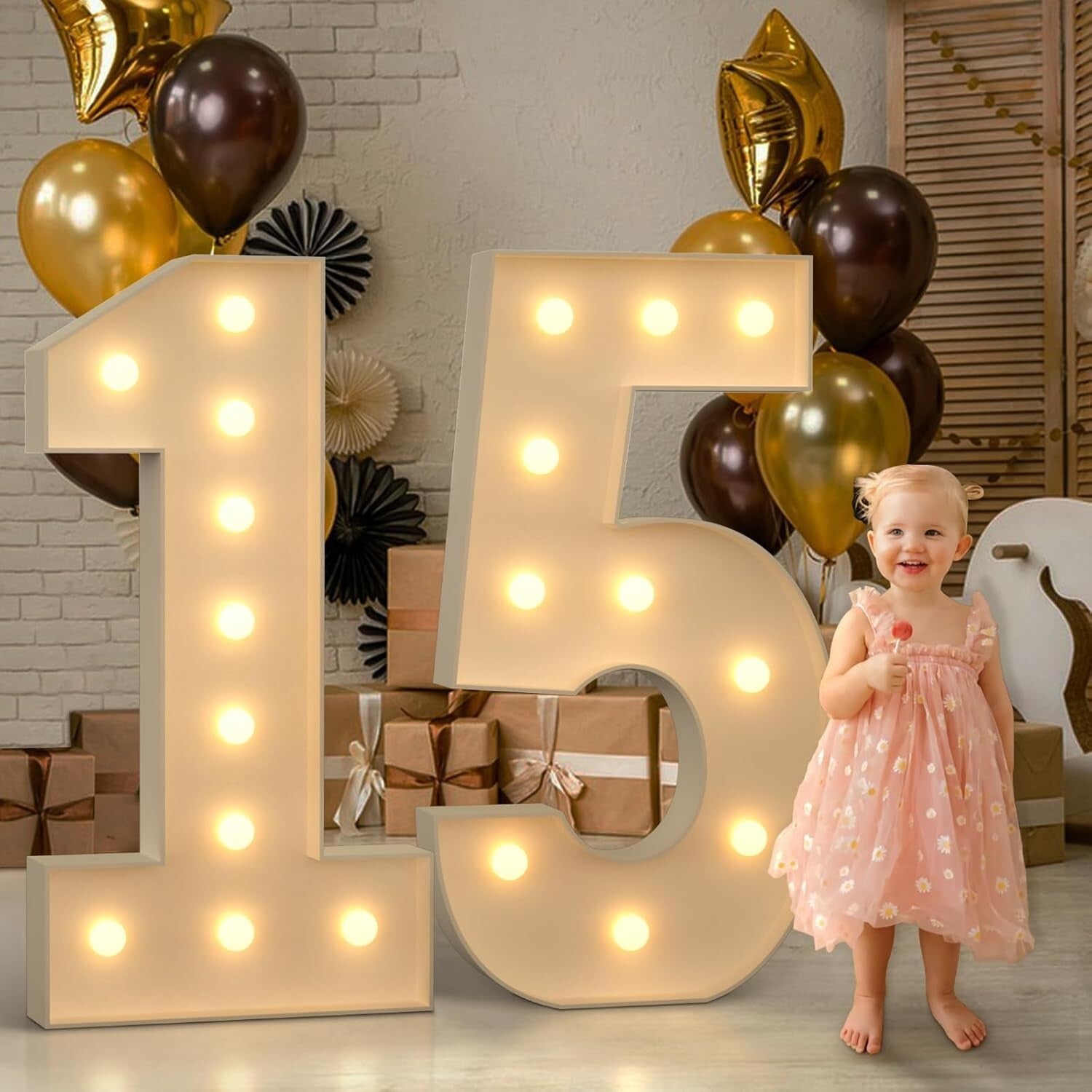 Eye-Catching 4FT Number 15 Marquee Lights - Perfect for Birthdays & Weddings