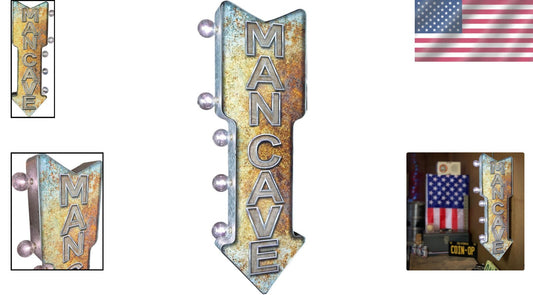 Battery-Powered Double-Sided Man Cave LED Sign with Vintage Charm, 26”x8”