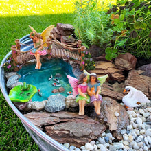 Load image into Gallery viewer, Whimsical Fairy Garden Accessories - Koi Pond, Bridge &amp; 6 Characters Included