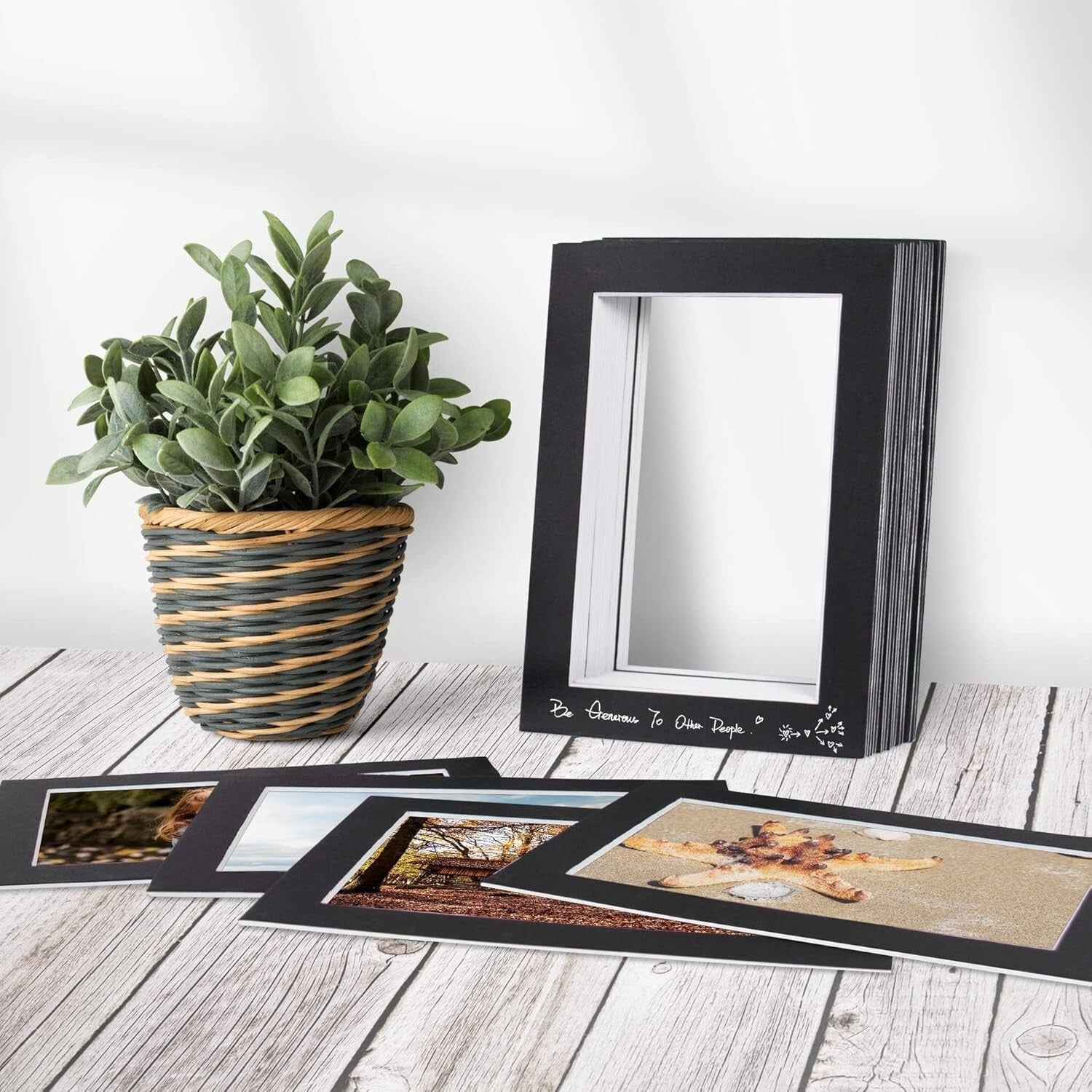 Elegant 16x20 Black Picture Mats with White Core - 25 Count for 11x14 Images