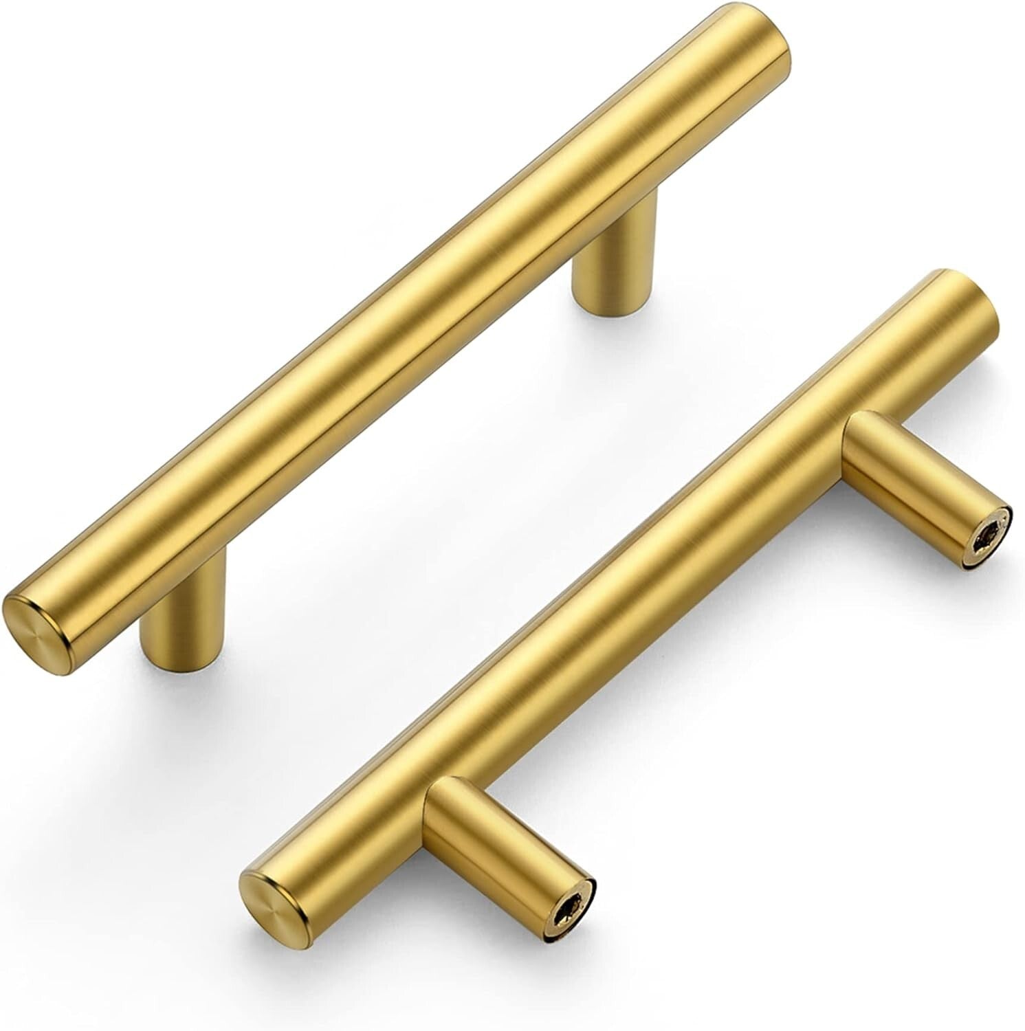 40 Pack Brushed Brass Cabinet Pulls - Elegant Stainless Steel Drawer Handles