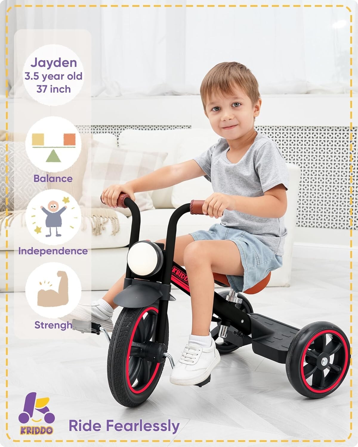 Interactive Toddler Tricycle with Puncture-Free Wheels - Perfect for Ages 2-5