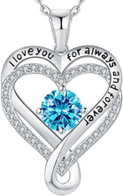 Load image into Gallery viewer, Engraved 'I Love You Forever' Necklace with Cubic Zirconia &amp; Birthstones for Her