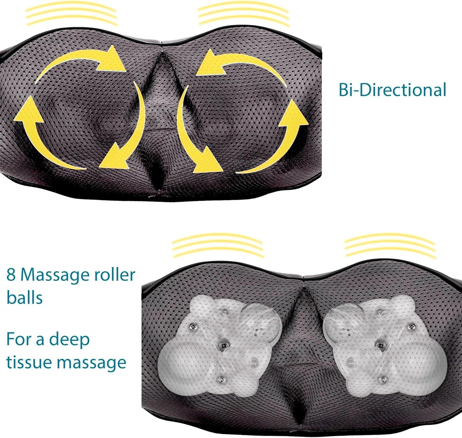 Deep Tissue Shiatsu Massage Pillow with Heat - Perfect for Travel and Home Use
