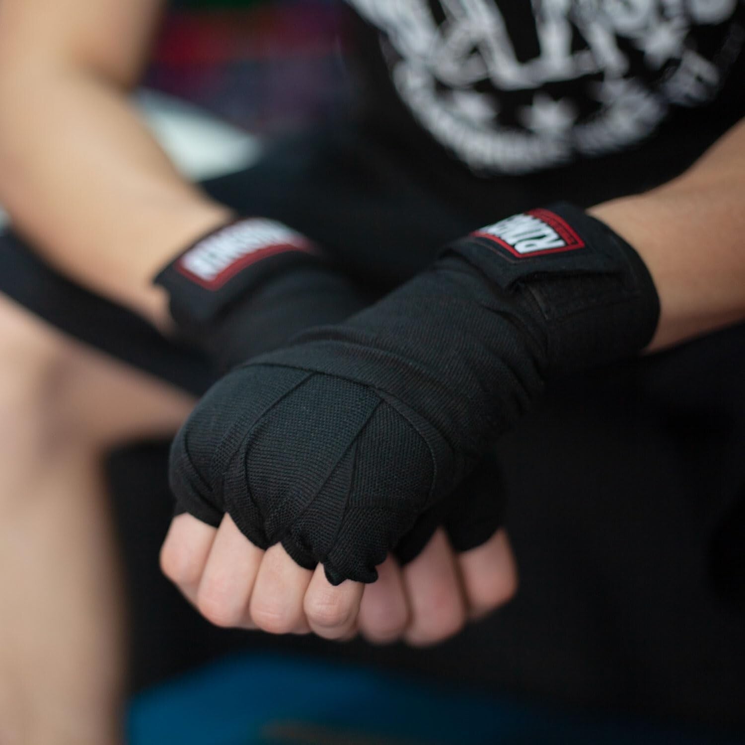 Black Unisex Mexican Style Boxing Hand Wraps (10 Pairs) with Hook & Loop Closure