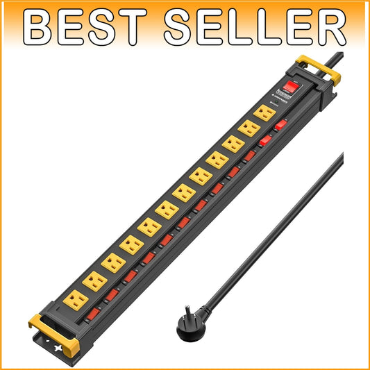ETL Listed 12-Outlet Metal Power Strip - 3300J Surge Protector & 6ft Cord