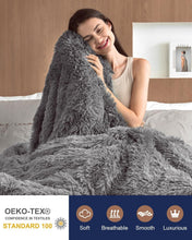 Load image into Gallery viewer, Super Soft King Size Grey Faux Fur Throw Blanket – Cozy Comfort for All Seasons
