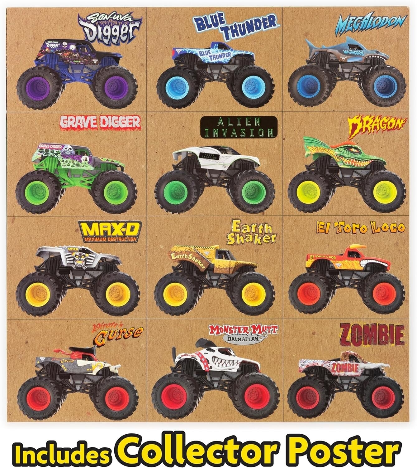 Die-Cast 12-Pack of Monster Trucks for Boys & Girls Ages 4+ - Amazon Exclusive