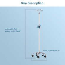 Load image into Gallery viewer, Stainless Steel IV Stands with Mobile Casters &amp; Hooks - 2 Pack for Convenience