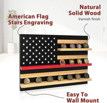Load image into Gallery viewer, Elegant Thin Red Line Coin Holder - Solid Wood Display for 30 Challenge Coins
