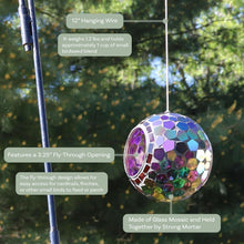 Load image into Gallery viewer, Outdoor Hanging Bird Feeder with Iridescent Purple Mosaic Design - Easy Fill