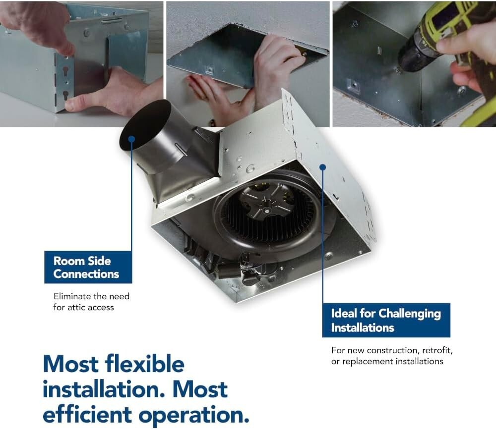 Ultra-Quiet Bathroom Exhaust Fan with Color LED Light & Bluetooth Speaker