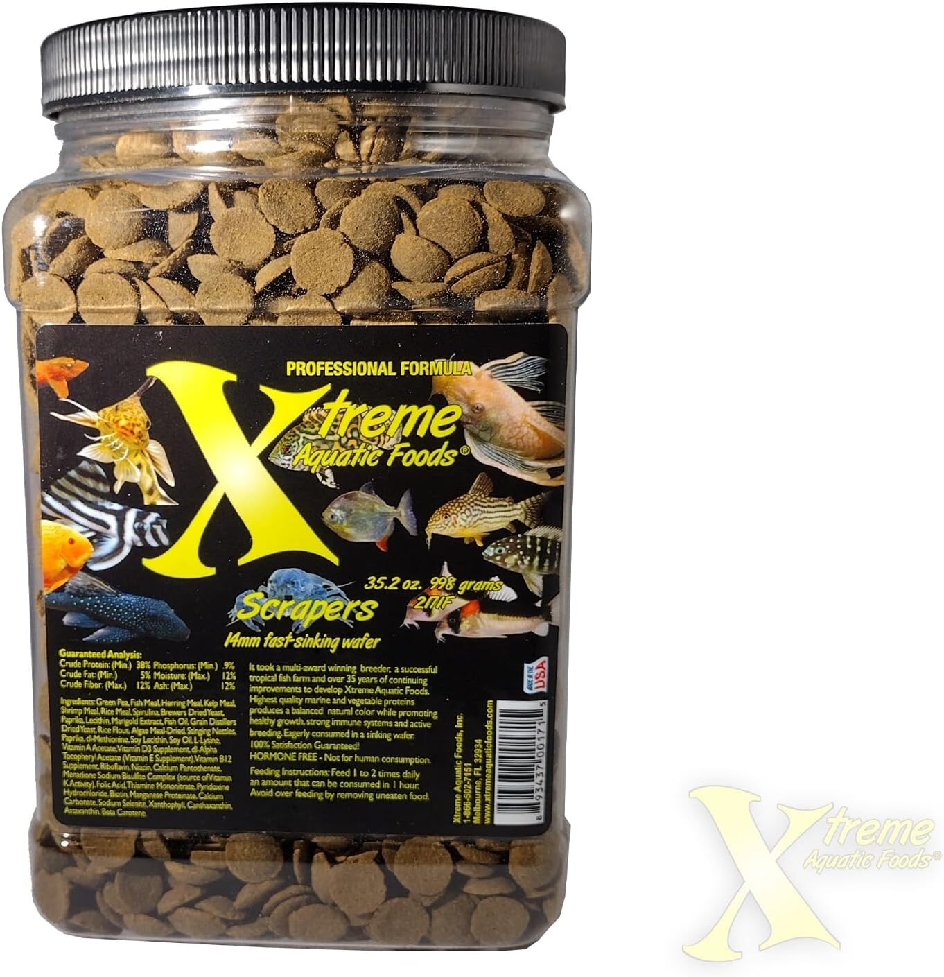 Xtreme Scrapers 14mm Fast-Sinking Fish Food Wafers - 2.5lbs for Bottom Feeders