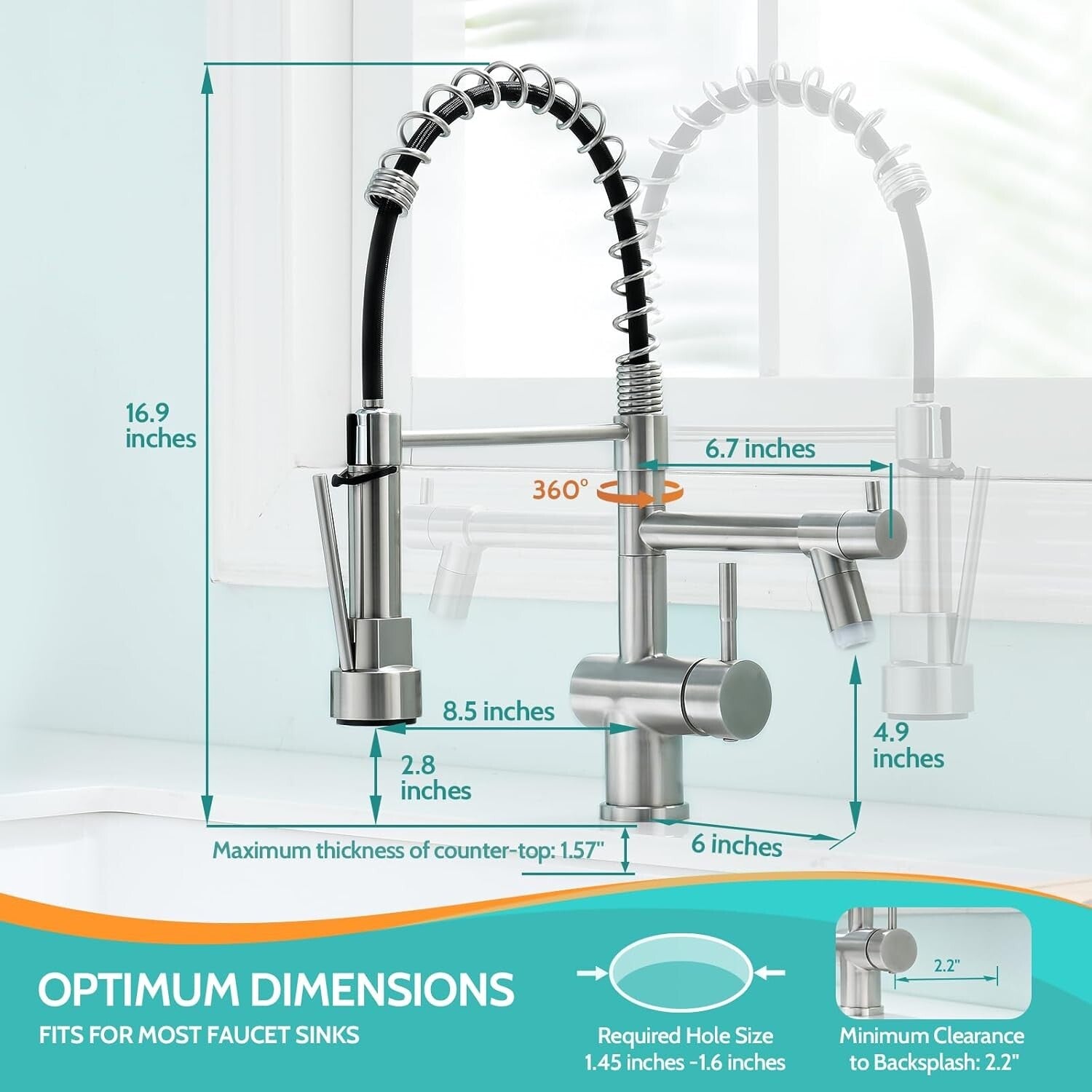 Spot-Free Brushed Nickel Faucet with Pull Down Sprayer for Modern Kitchens