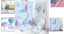 Load image into Gallery viewer, Delightful 7-Piece Mermaid Bathroom Set: Shower Curtain, Rugs &amp; Towels Included