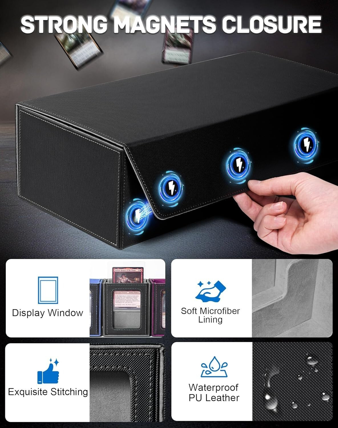 Deluxe 5-in-1 TCG Card Storage Box with Magnetic Closure & 4 Commander Decks