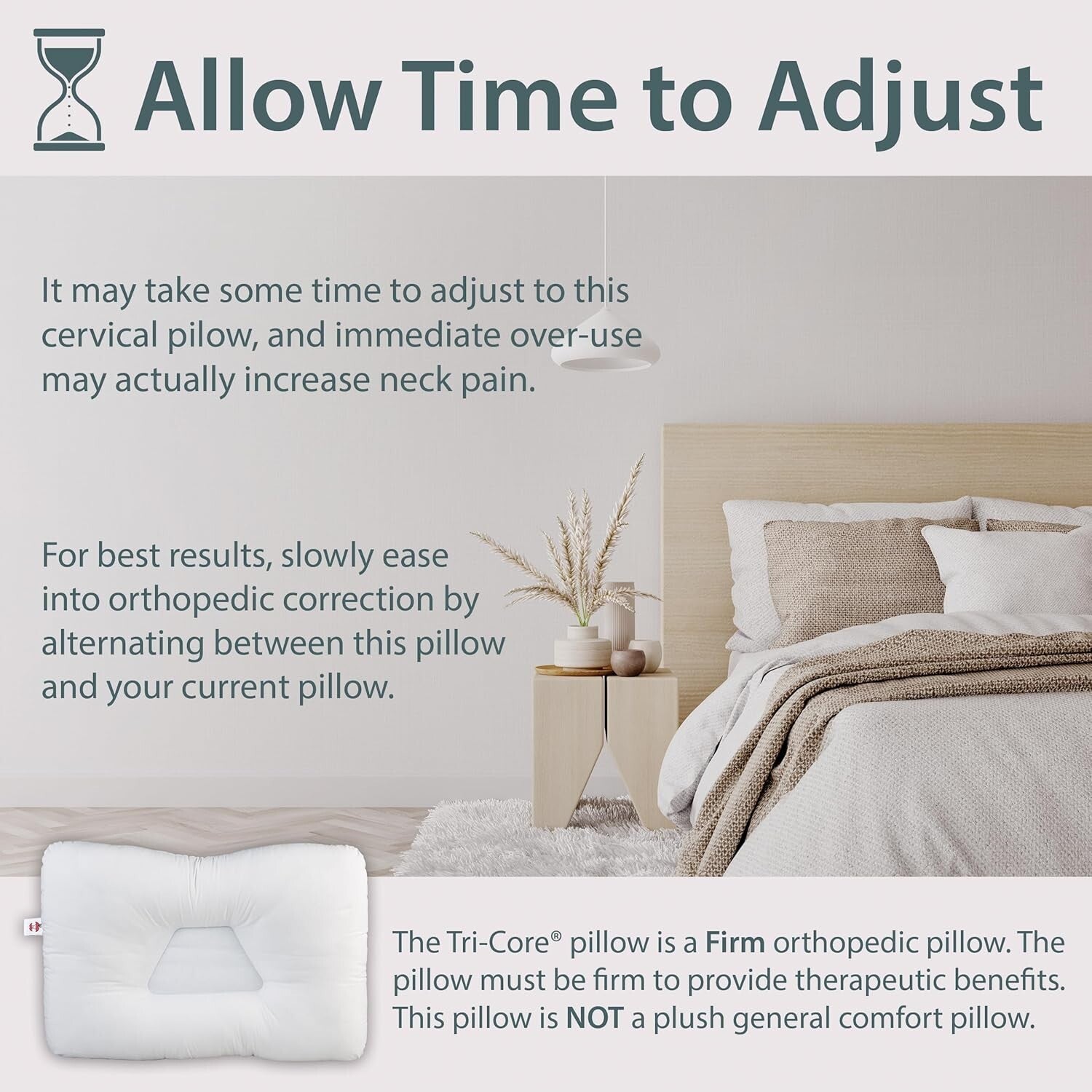 Tri-Core Ergonomic Cervical Support Pillow - Pain Relief for Neck, Back, & Sh...