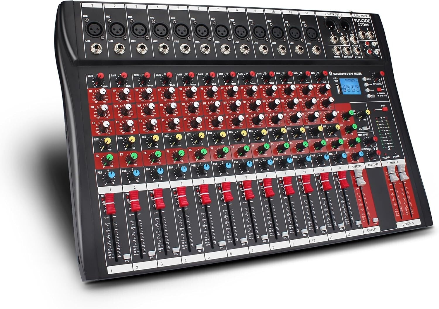 Versatile 12-Channel Bluetooth DJ Mixer with USB & LED Display for Beginners