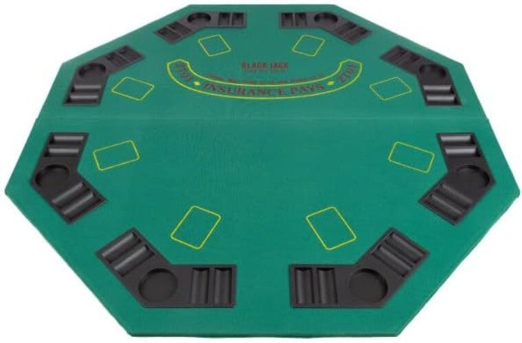 Portable 48-Inch Poker Topper - Solid Wood with Built-In Chip Trays & Cupholders