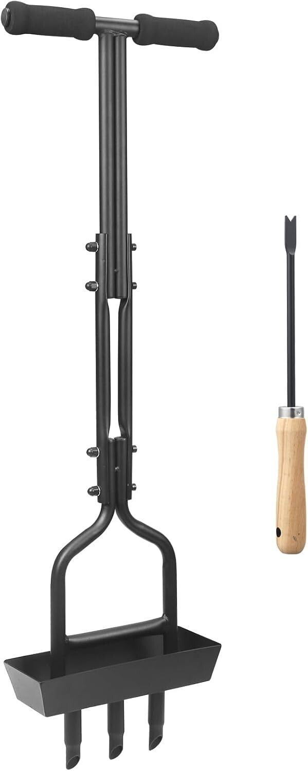 Ergonomic Lawn Aerator with Storage Tray & Cleaning Tool for Effortless Use