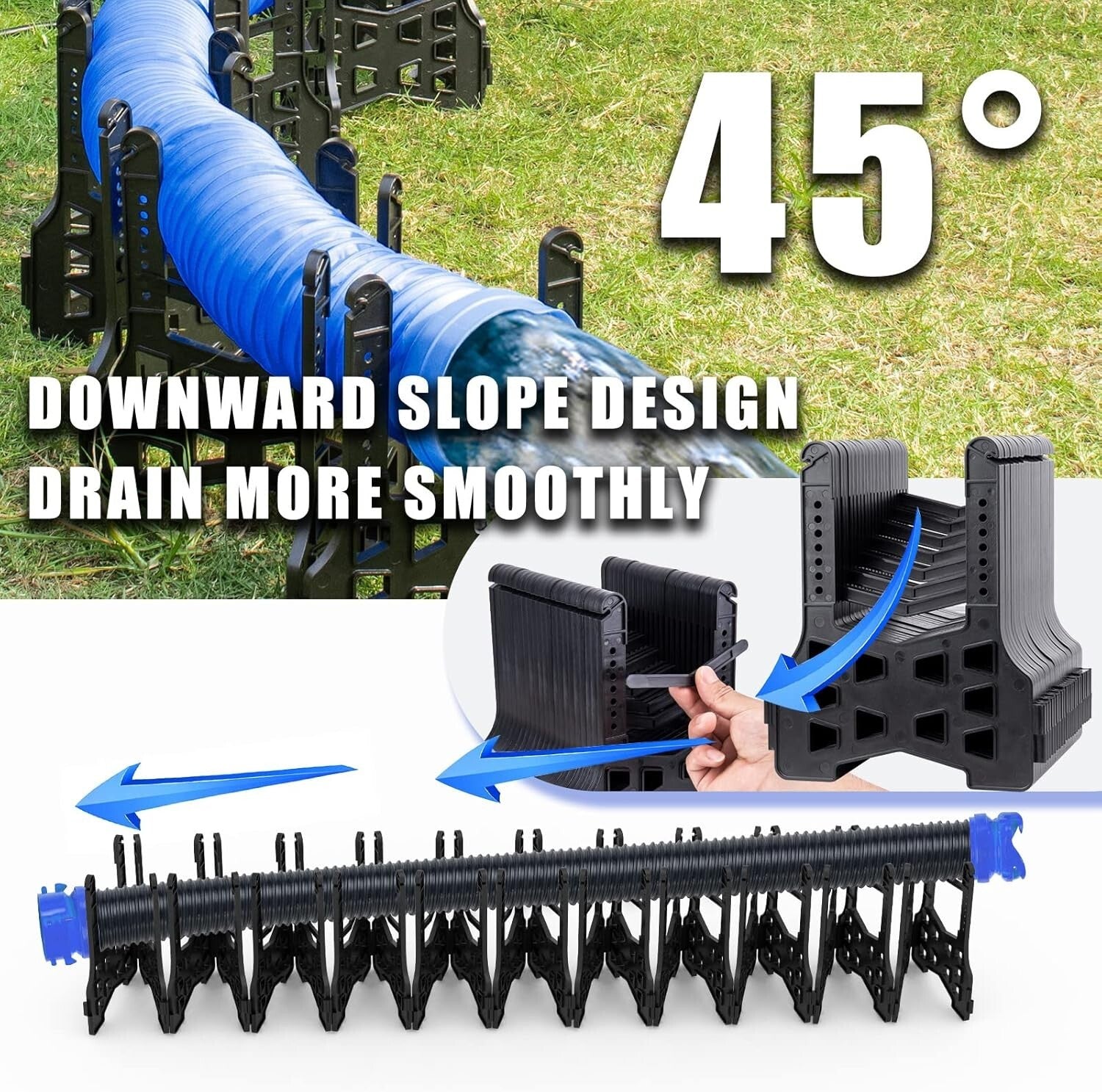 Efficient 20ft Height-Adjustable RV Sewer Hose Support, Black ABS Material