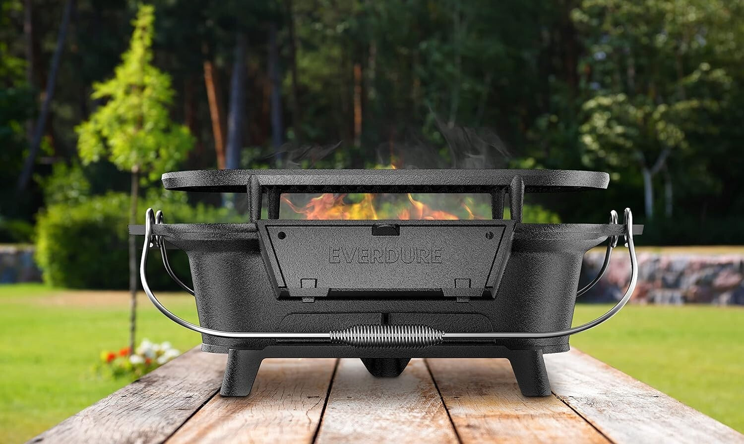 Versatile Charcoal Grill & Tabletop Skillet - Ideal for Camping and Tailgating
