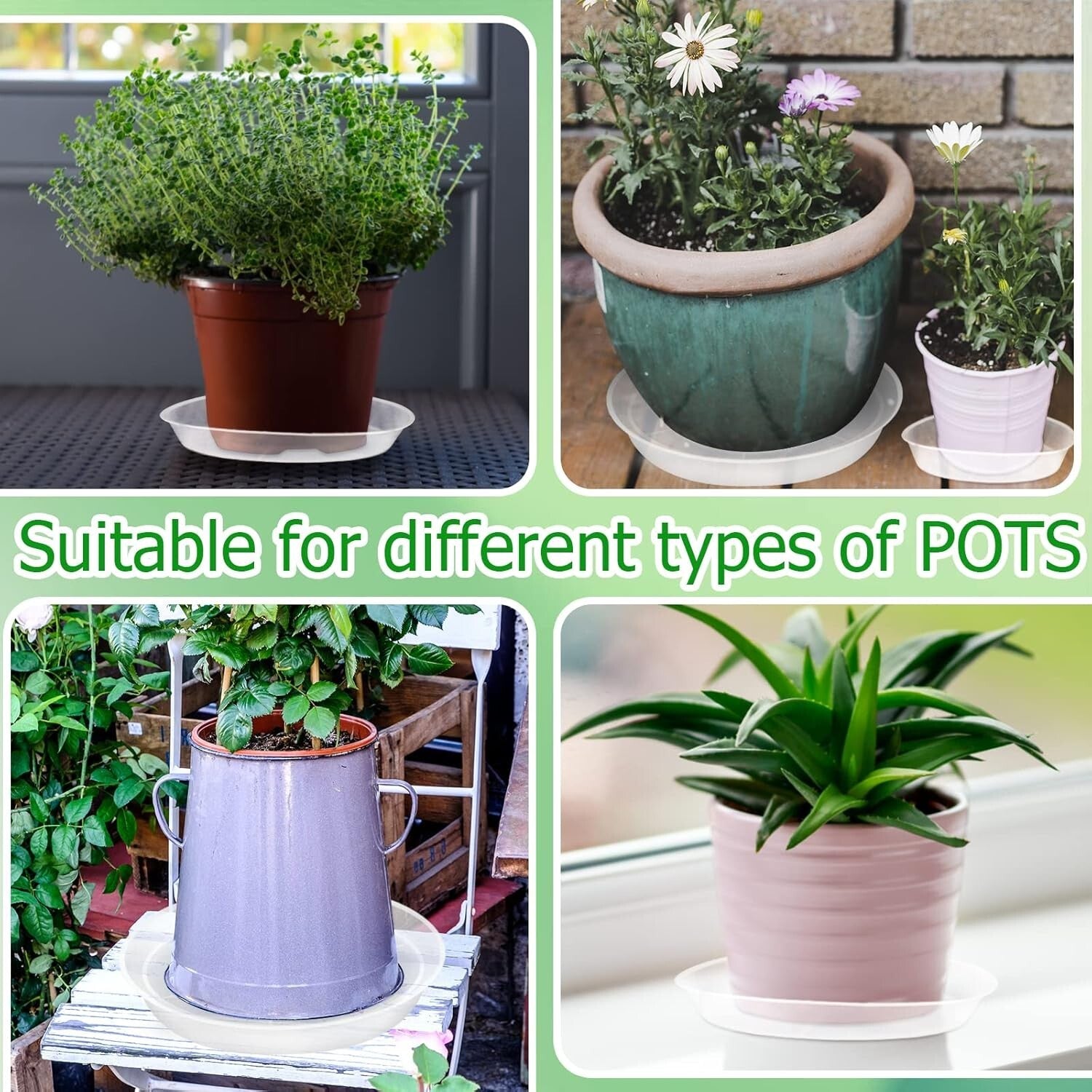 Eco-Friendly 18-Inch Plant Saucers - Pack of 6 Drip Trays for Indoor/Outdoor Use