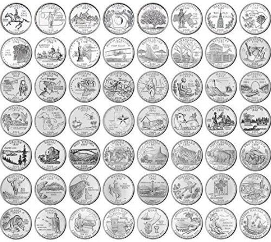 Interactive Coin Collection: 56 State & National Park Quarters in Map Book