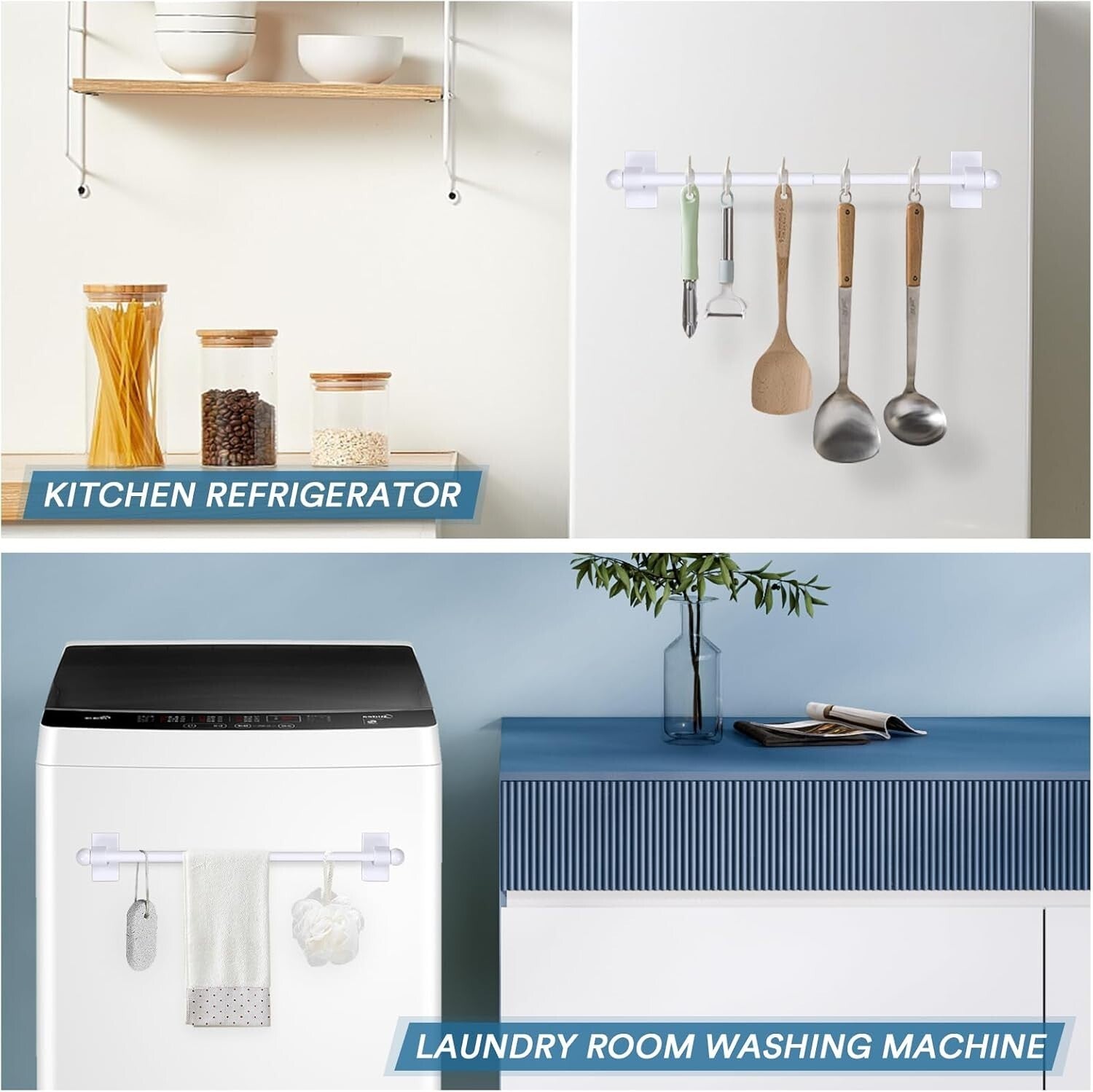 4 Pack Adjustable Magnetic Curtain Rods for Metal Doors - Elegant Home Decor