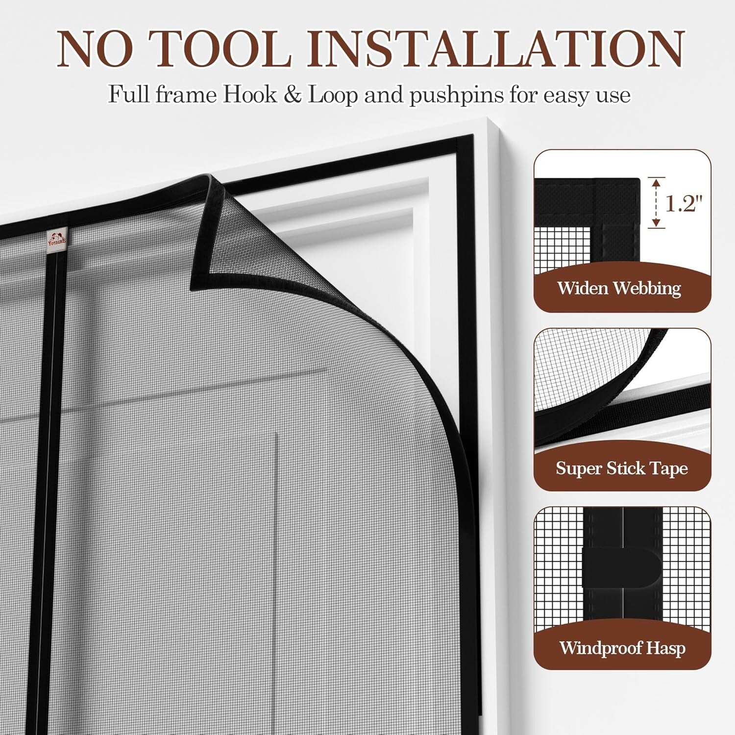 Magnetic Screen Door 72x78 for Easy Ventilation - Pet-Friendly Fiberglass Mesh
