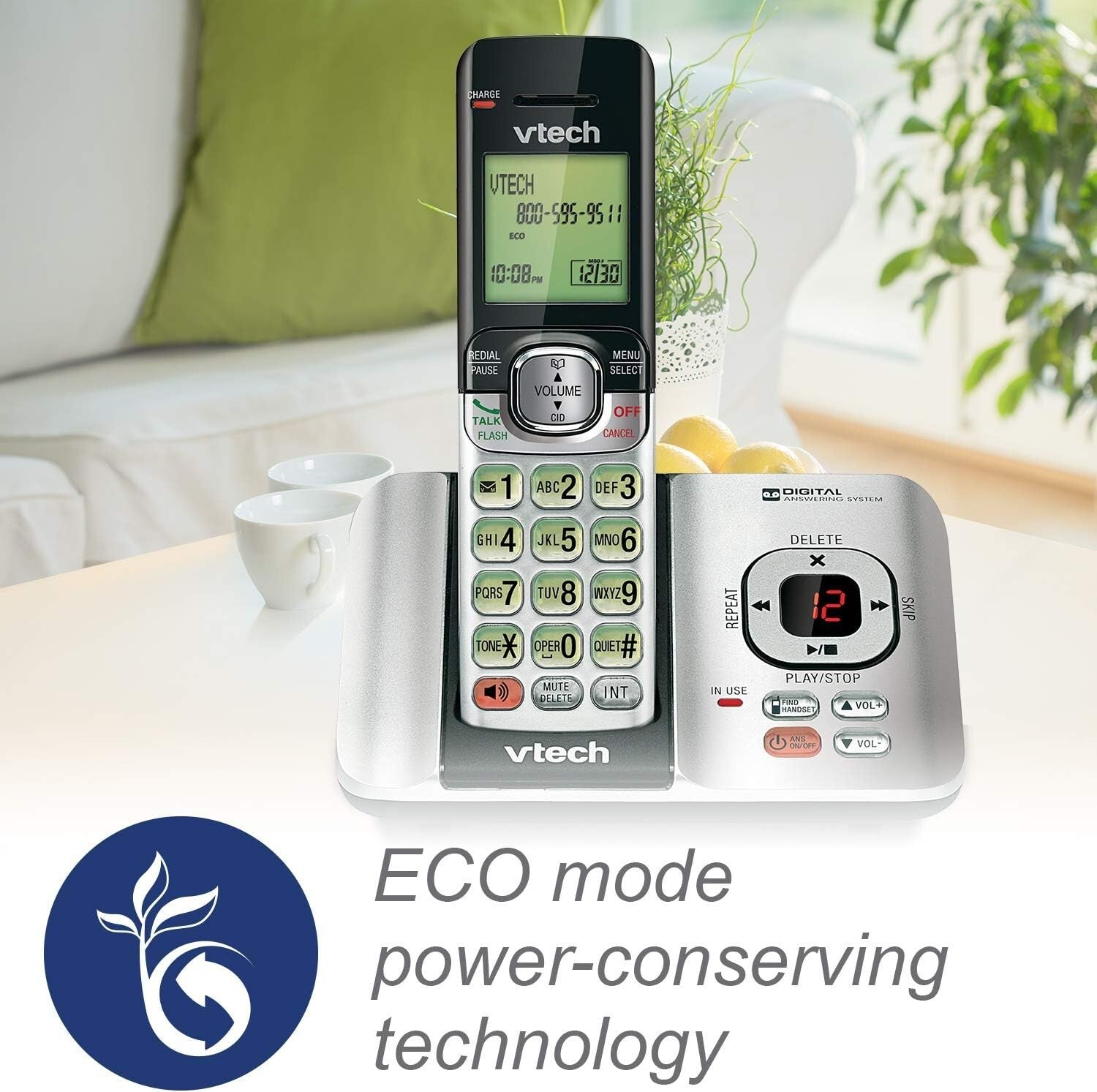 4-Handset DECT 6.0 Cordless Phone System with Caller ID and Answering Machine