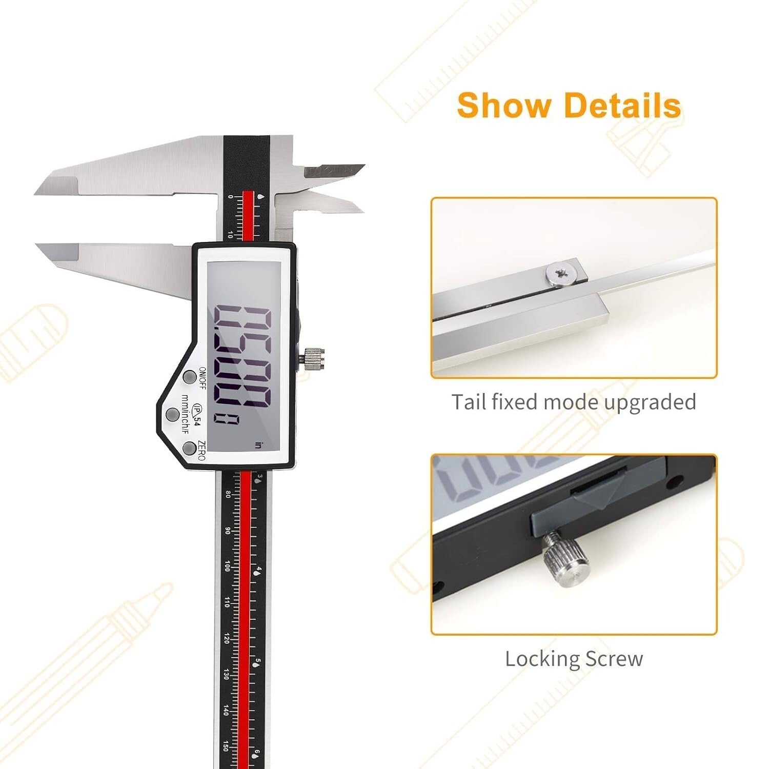 8-Inch Stainless Steel Digital Caliper - Extreme Accuracy with Large LCD Display