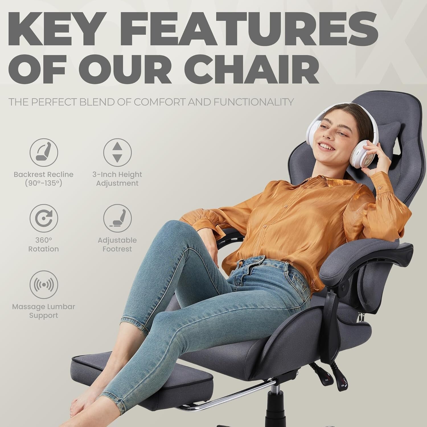 Gaming Chair with Footrest & Adjustable Height - Ultimate Comfort for Gamers