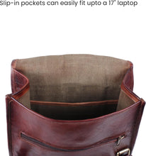 Load image into Gallery viewer, Handcrafted 21" Leather Daypack with Spacious Laptop Compartment &amp; Vintage Style