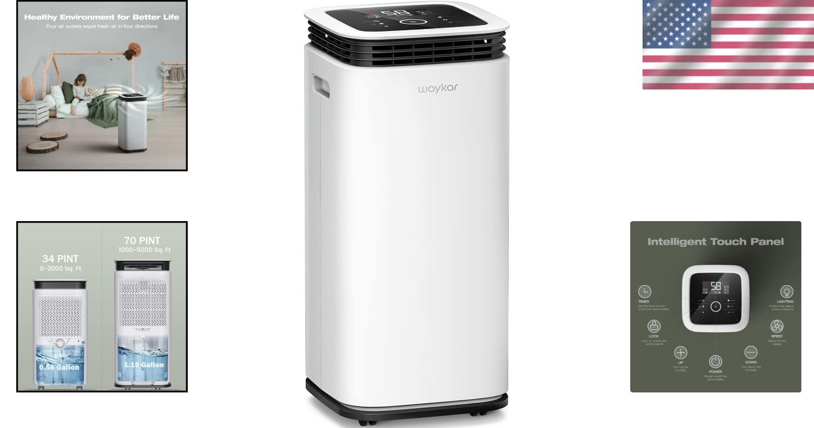 Powerful 70 Pints Dehumidifier for Large Rooms - Safe & Efficient Home Solution