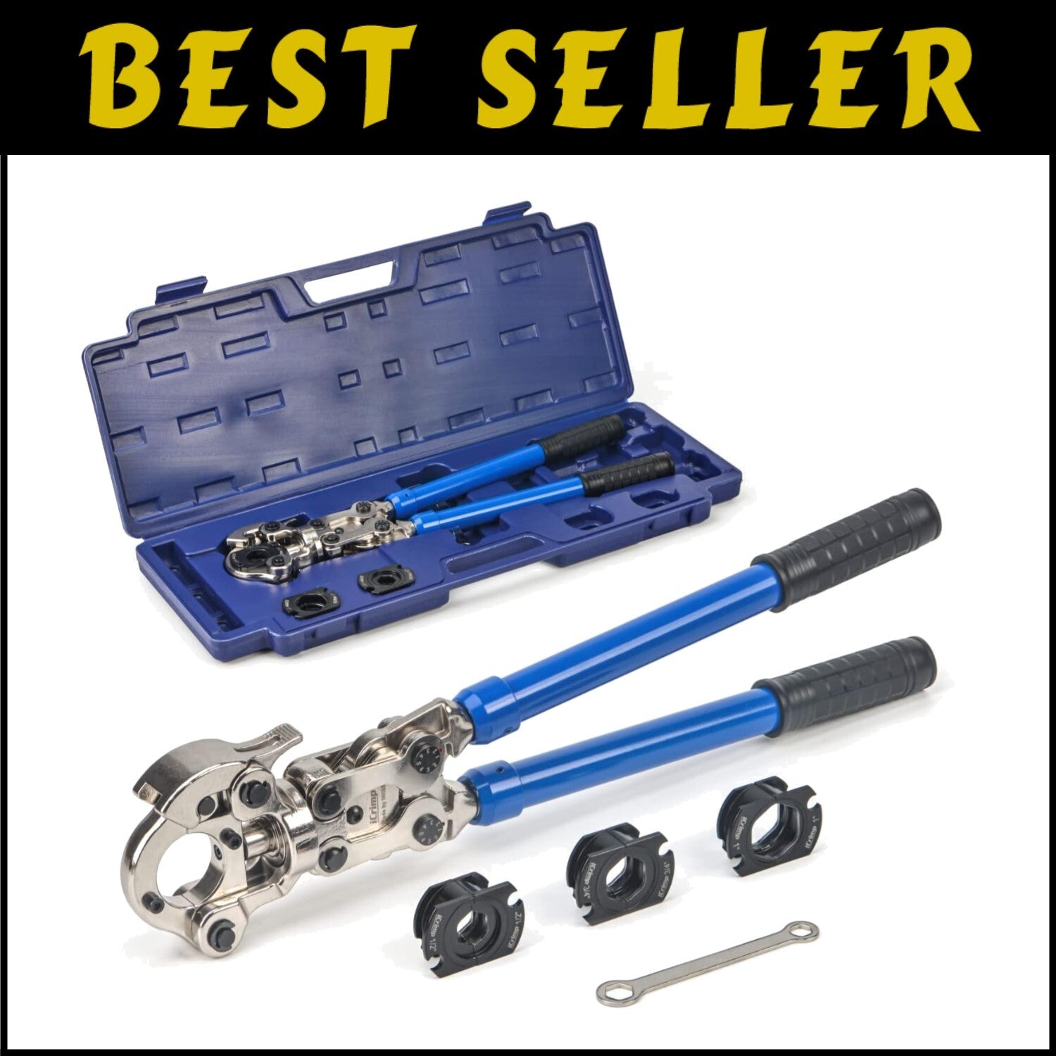 Premium Copper Crimping Tool with 1/2, 3/4, & 1-Inch Jaws for Quick Connections