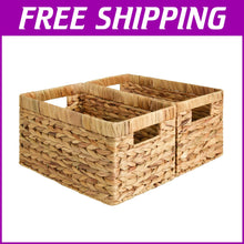 Load image into Gallery viewer, Stylish Hyacinth Baskets with Built-In Handles - 2 Pack Medium Storage Solution