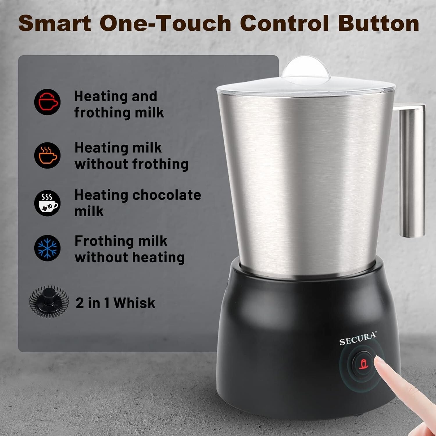 17oz Stainless Steel Electric Milk Frother for Café-Quality Lattes & More