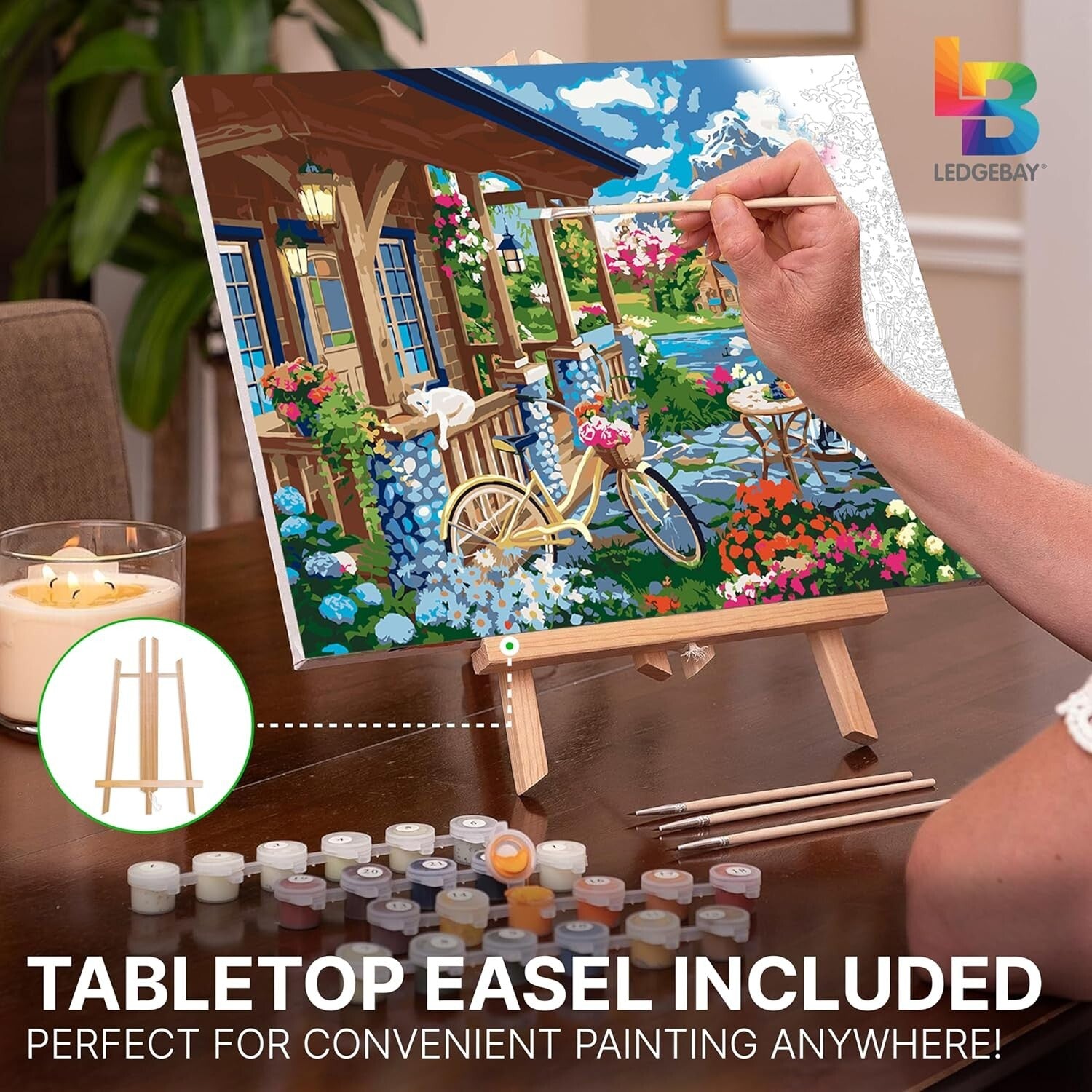 Adult Paint By Numbers Kit with Framed Canvas - Fresh Acrylic Paint & Easel